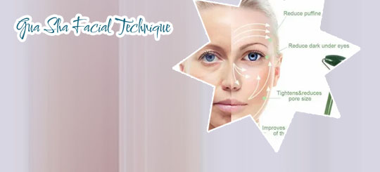 Gua sha facial massage before and after